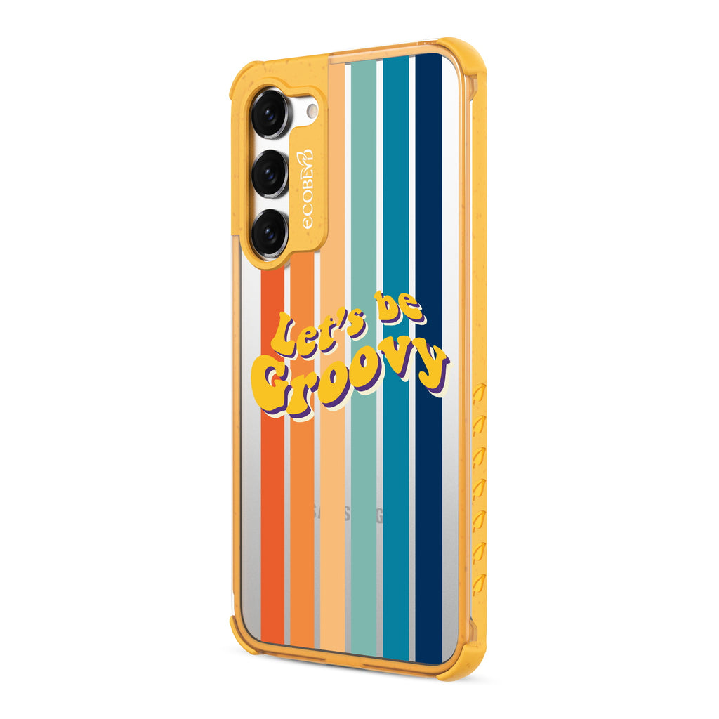 Let?€?s Be Groovy - Right-side View Of Yellow & Clear Eco-Friendly Galaxy S23 Case