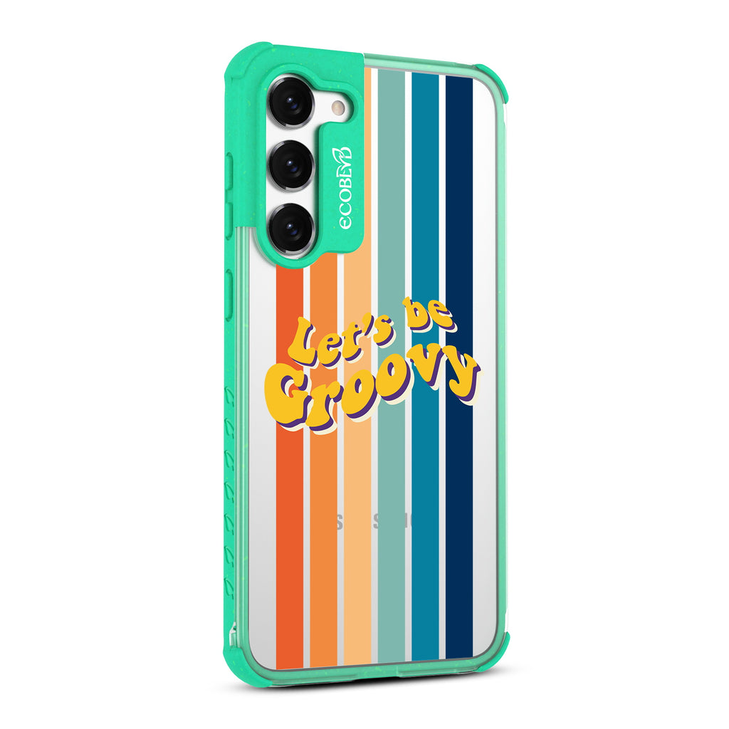 Let’s Be Groovy - Left-side View Of Green & Clear Eco-Friendly Galaxy S23 Case