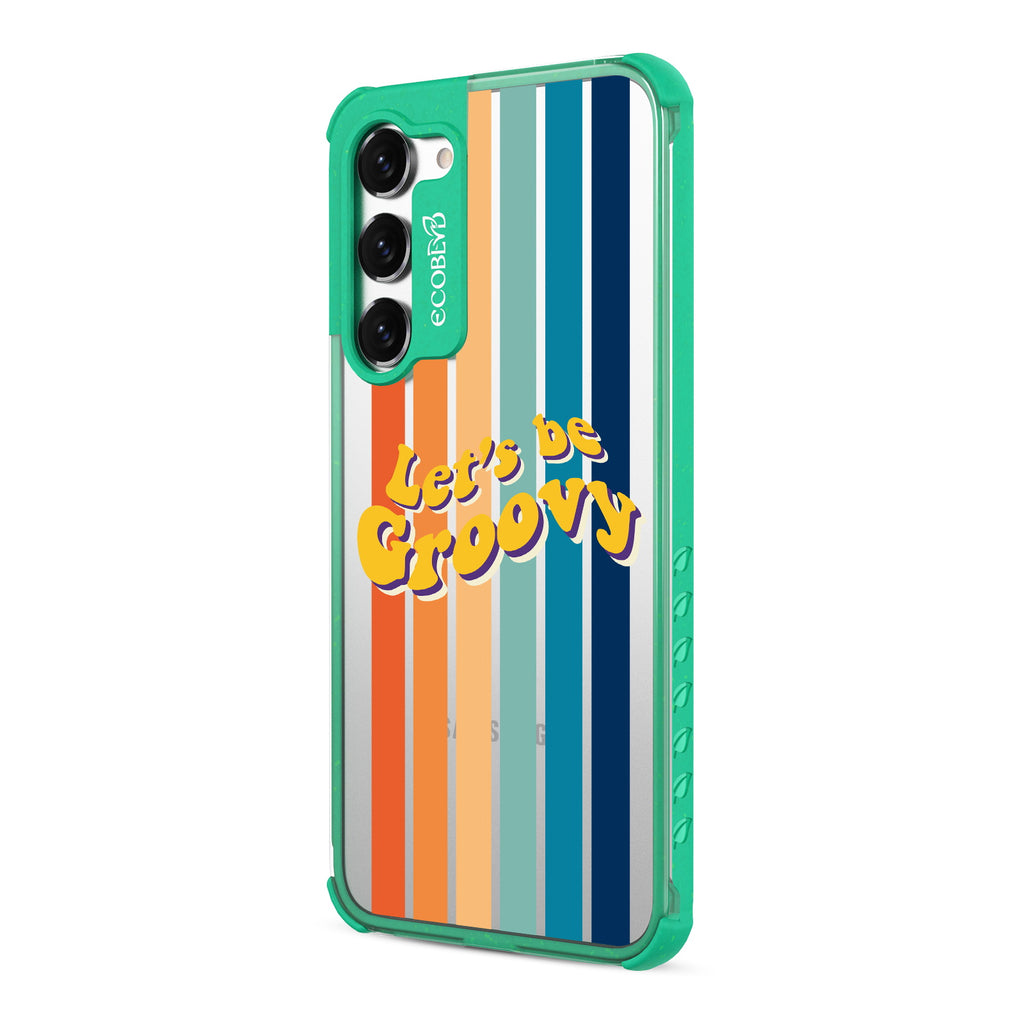 Let?€?s Be Groovy - Right-side View Of Green & Clear Eco-Friendly Galaxy S23 Case