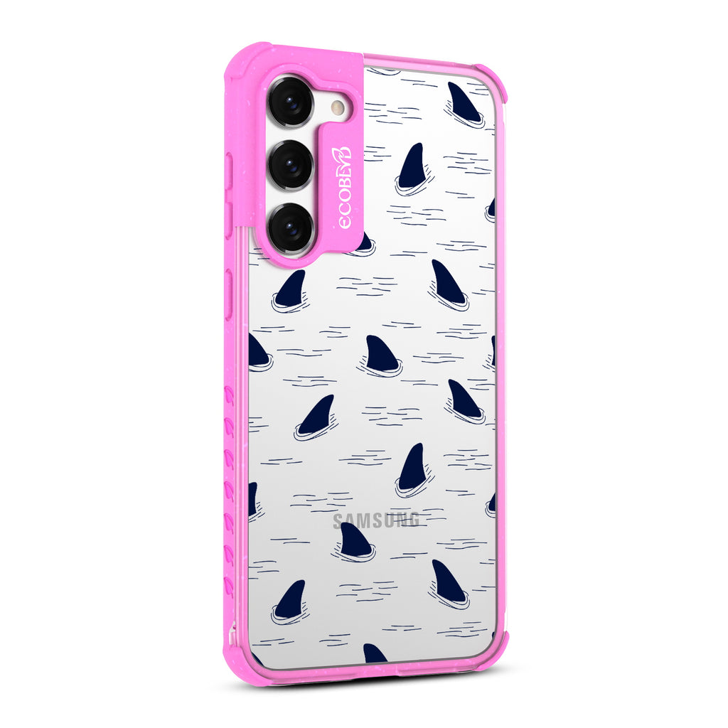 Shark Fin - Left-side View Of Pink & Clear Eco-Friendly Galaxy S23 Case