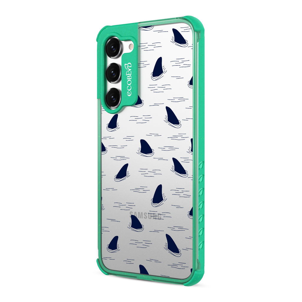 Shark Fin - Right-side View Of Green & Clear Eco-Friendly Galaxy S23 Case