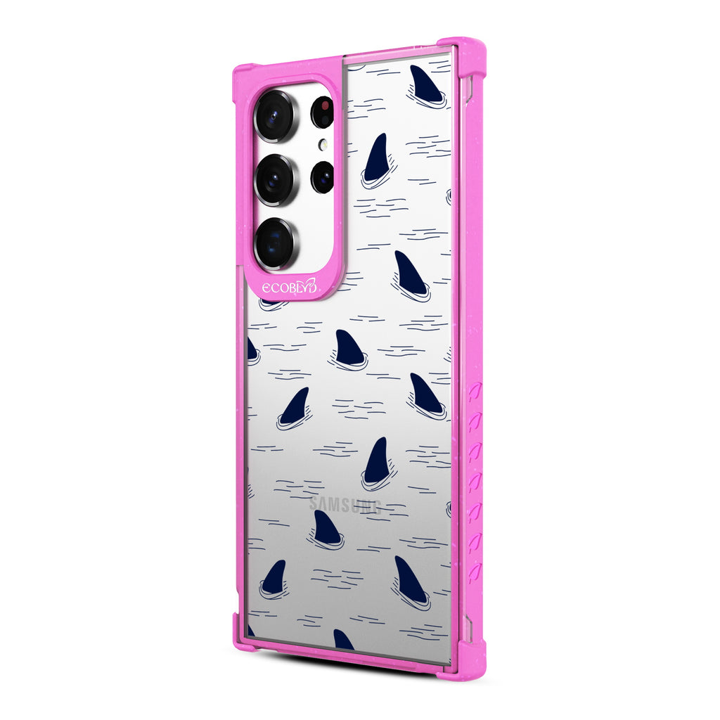 Shark Fin - Right-side View Of Pink & Clear Eco-Friendly Galaxy Ultra Case
