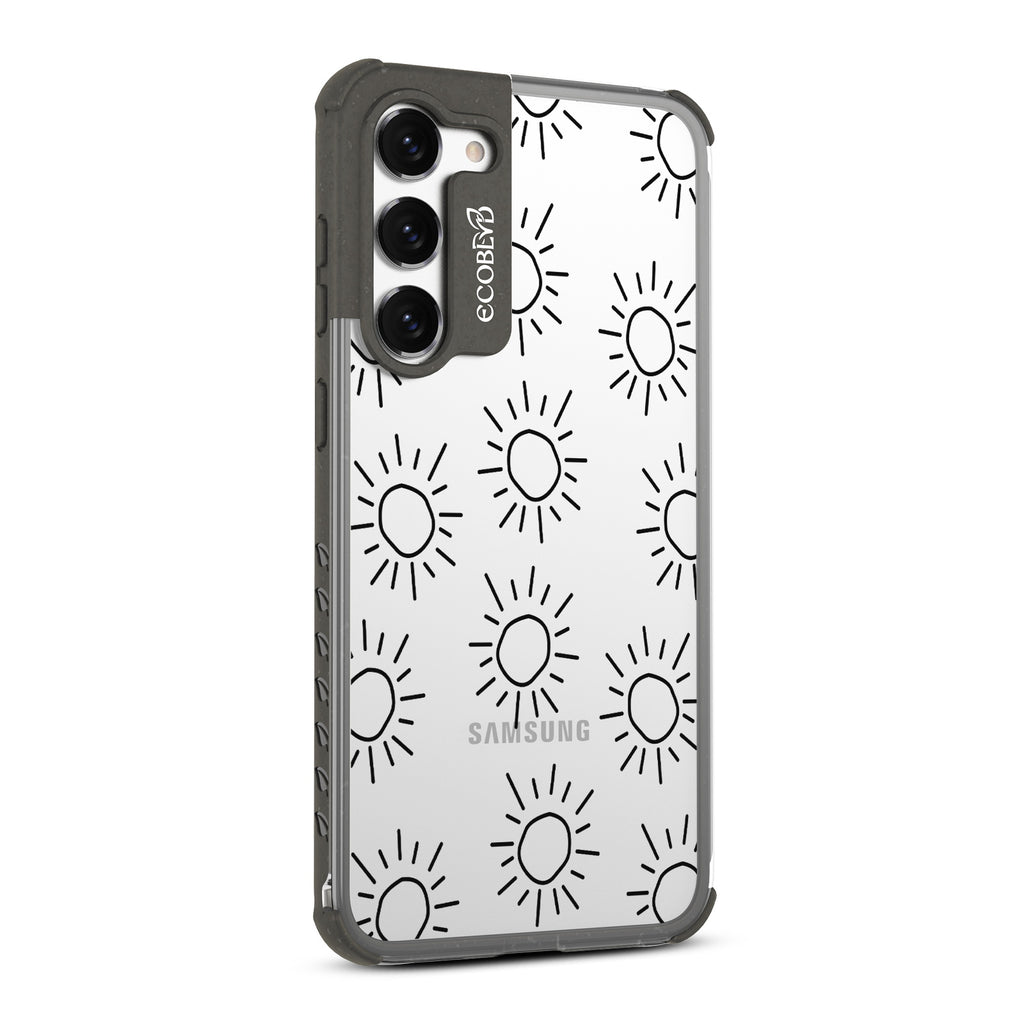 Sun  - Left-side View Of Black & Clear Eco-Friendly Galaxy S23 Case