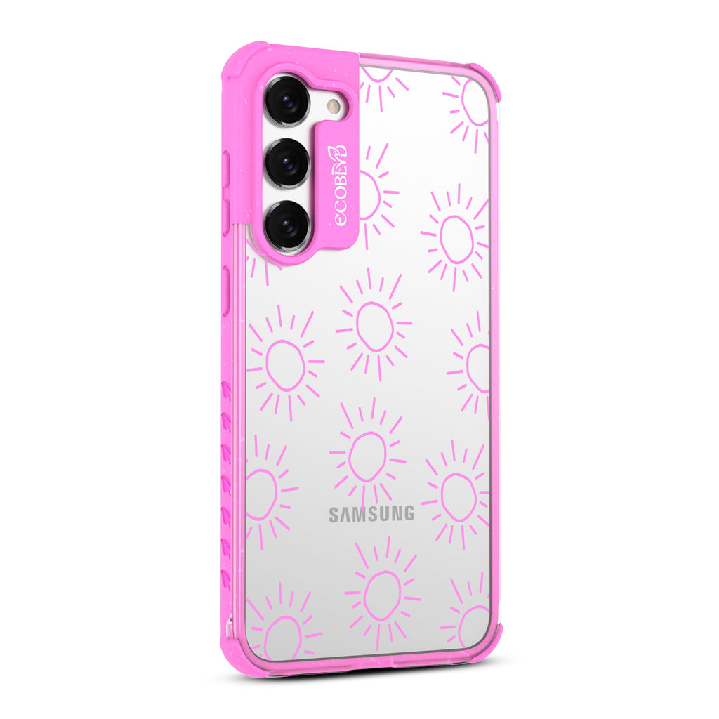 Sun  - Left-side View Of Pink & Clear Eco-Friendly Galaxy S23 Plus Case