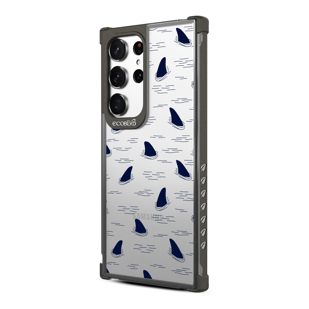 Shark Fin - Right-side View Of Black & Clear Eco-Friendly Galaxy Ultra Case