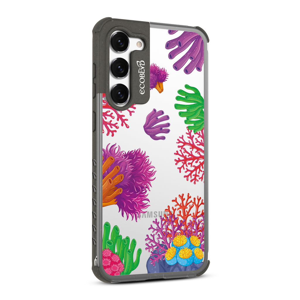 Coral Reef - Left-side View Of Black & Clear Eco-Friendly Galaxy S23 Case