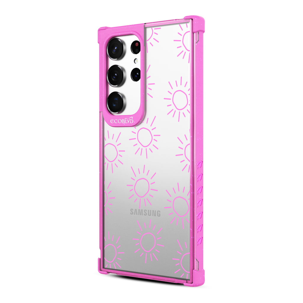 Sun - Right-side View Of Pink & Clear Eco-Friendly Galaxy S23 Ultra Case