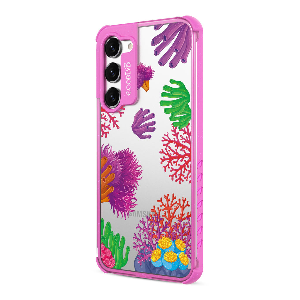 Coral Reef - Right-side View Of Pink & Clear Eco-Friendly Galaxy S23 Case