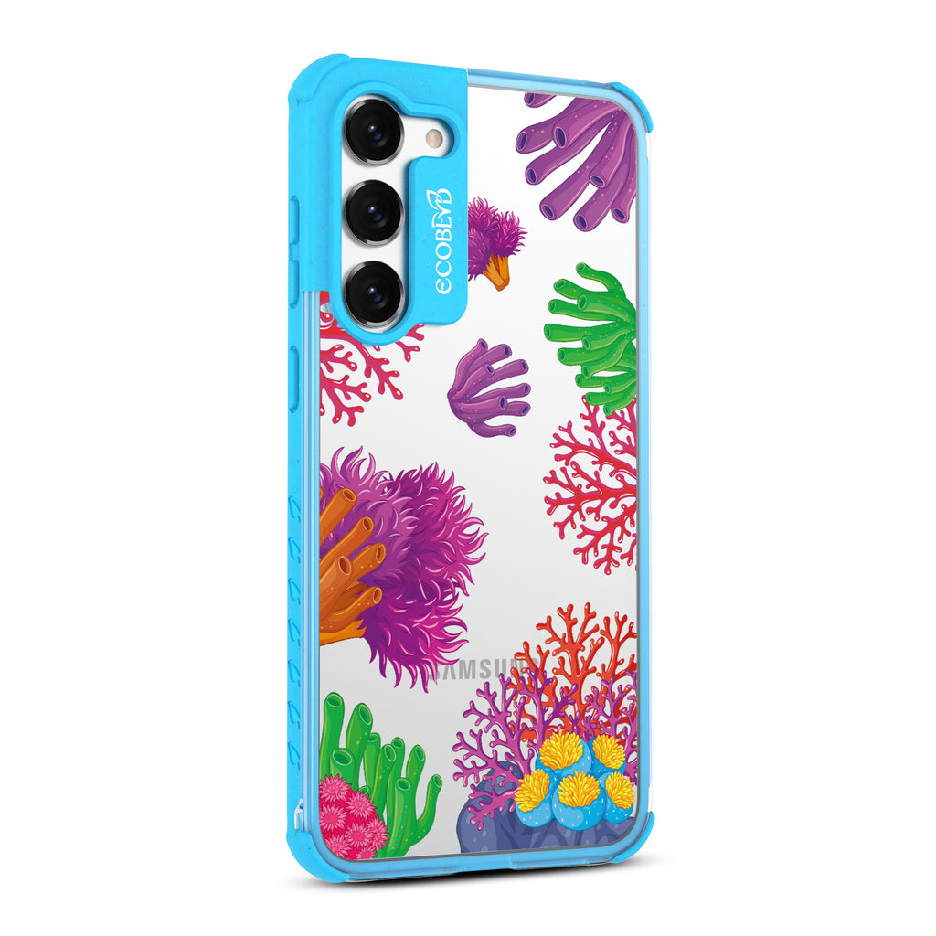 Coral Reef - Left-side View Of Blue & Clear Eco-Friendly Galaxy S23 Case