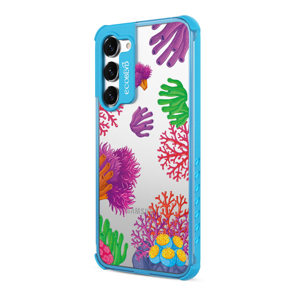 Coral Reef - Right-side View Of Blue & Clear Eco-Friendly Galaxy S23 Plus Case