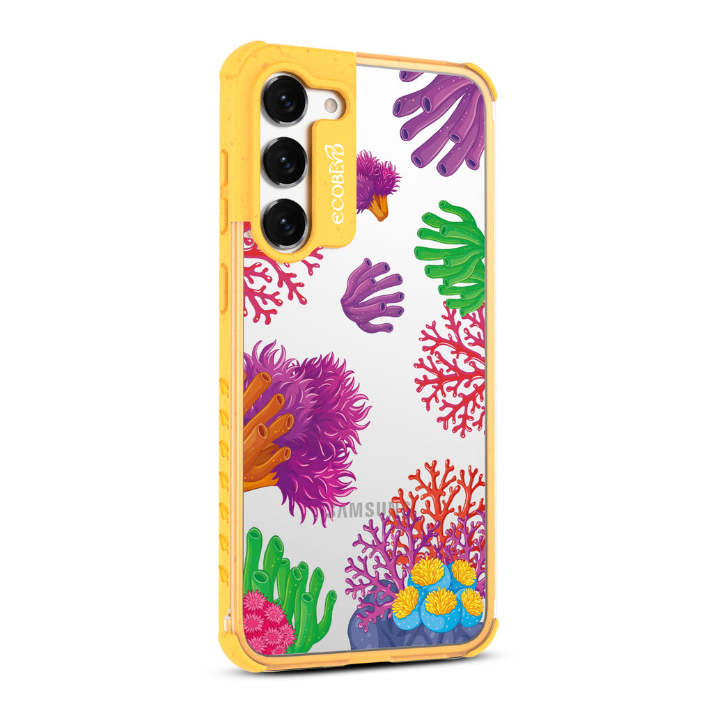 Coral Reef - Left-side View Of Yellow & Clear Eco-Friendly Galaxy S23 Case