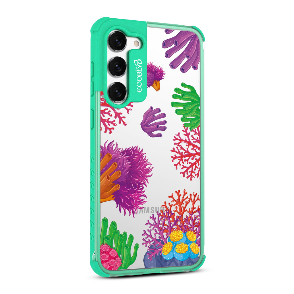 Coral Reef - Left-side View Of Green & Clear Eco-Friendly Galaxy S23 Case
