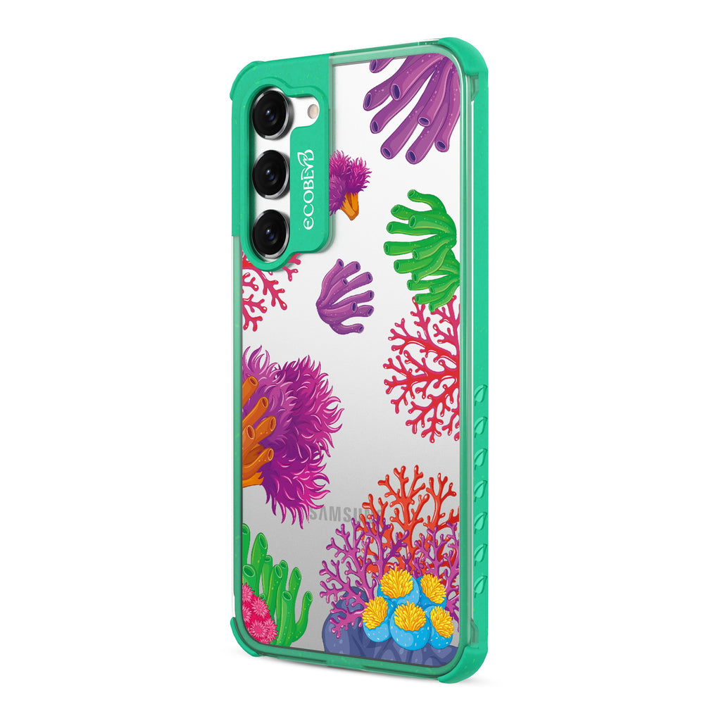 Coral Reef - Right-side View Of Green & Clear Eco-Friendly Galaxy S23 Plus Case