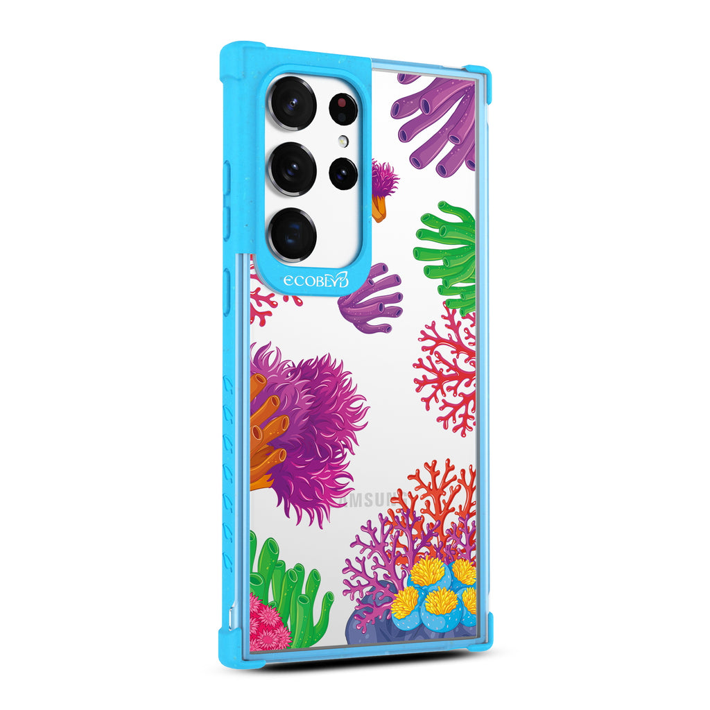 Coral Reef - Left-side View Of Blue & Clear Eco-Friendly Galaxy S23 Ultra Case