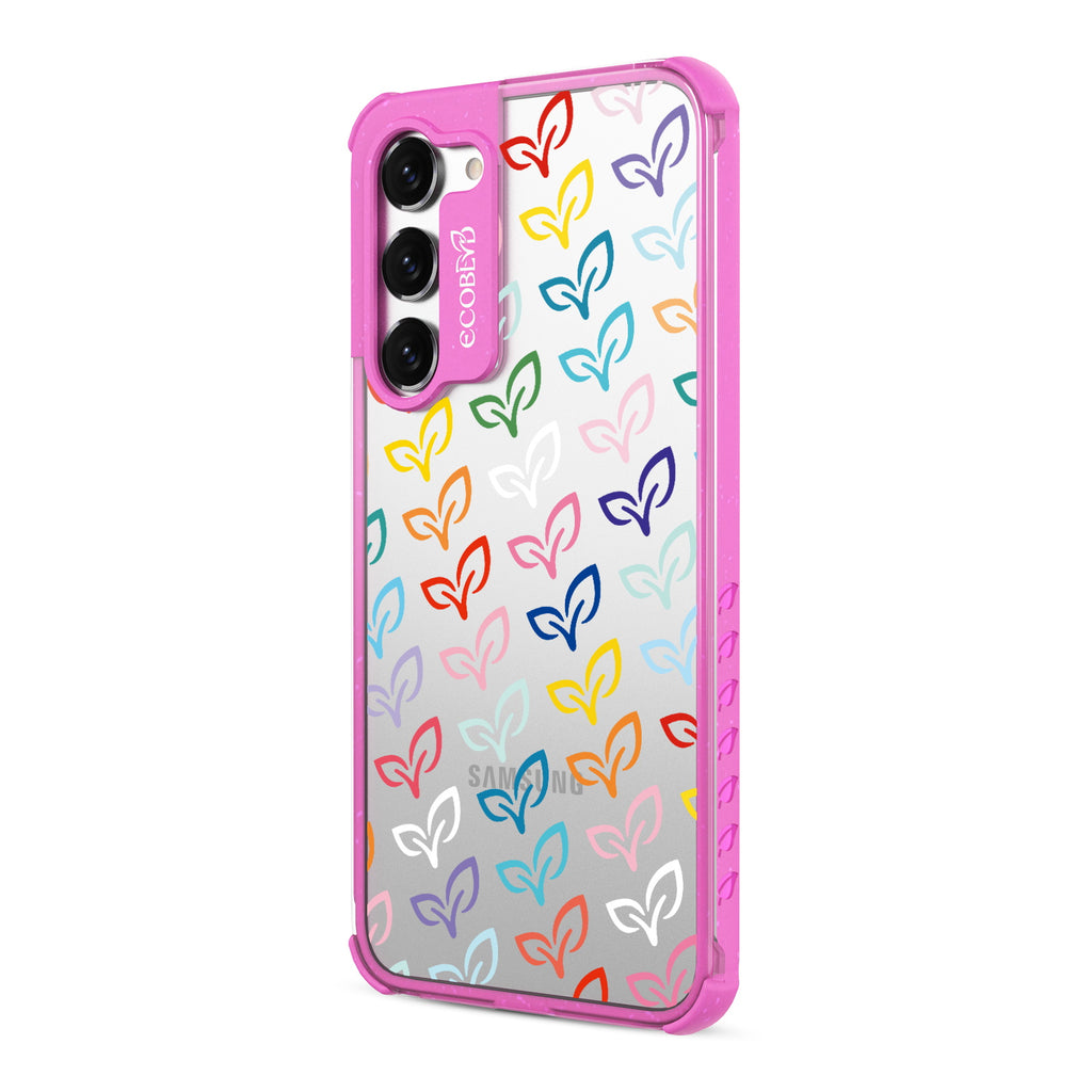 V-Leaf Monogram - Right-side View Of Pink & Clear Eco-Friendly Galaxy S23 Case