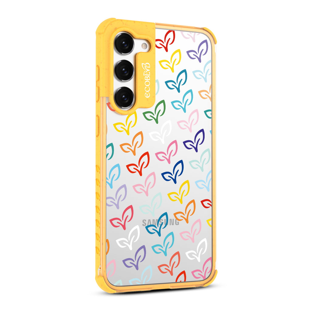 V-Leaf Monogram - Left-side View Of Yellow & Clear Eco-Friendly Galaxy S23 Case