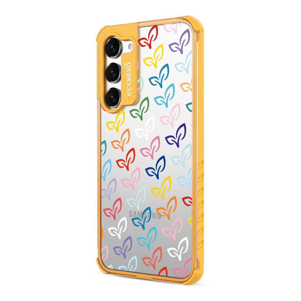 V-Leaf Monogram - Right-side View Of Yellow & Clear Eco-Friendly Galaxy S23 Case