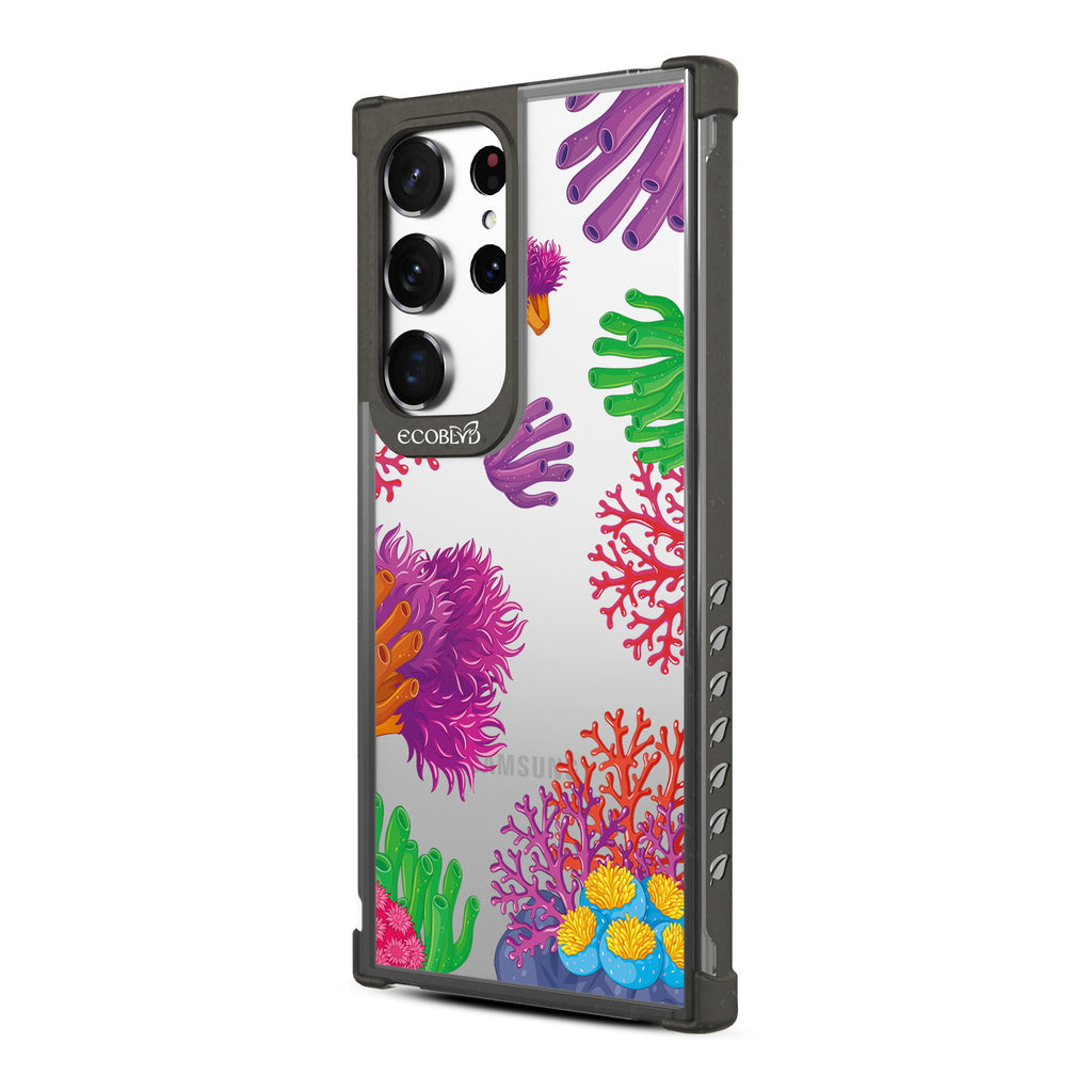 Coral Reef - Right-side View Of Black & Clear Eco-Friendly Galaxy S23 Ultra Case