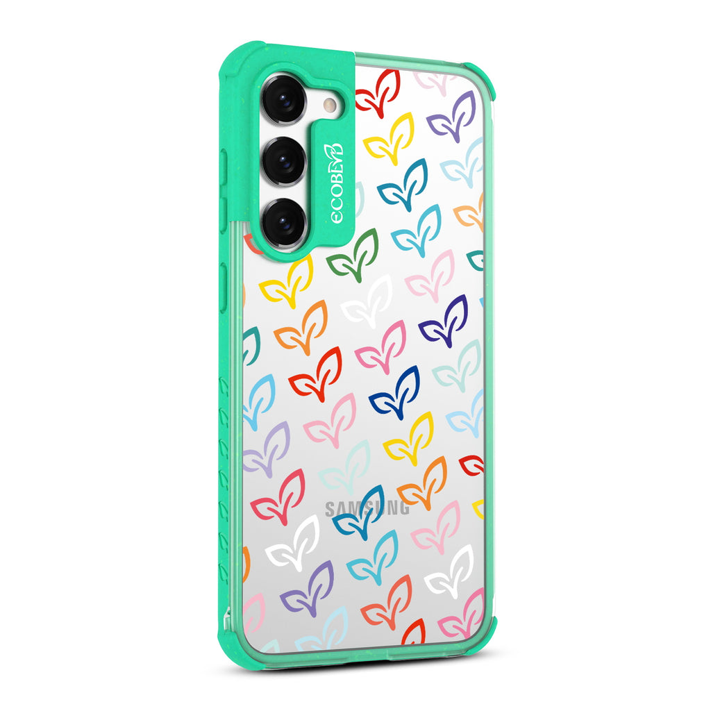 V-Leaf Monogram - Left-side View Of Green & Clear Eco-Friendly Galaxy S23 Case