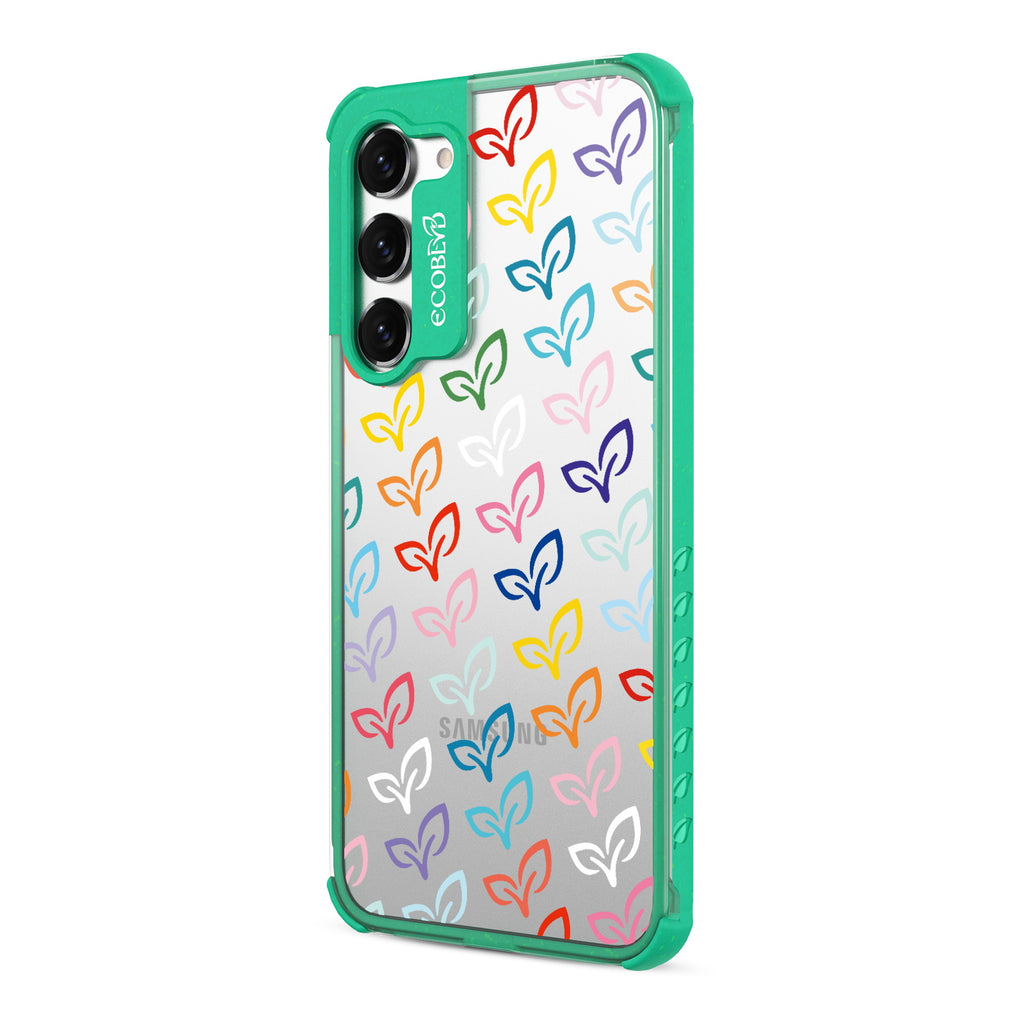V-Leaf Monogram - Right-side View Of Green & Clear Eco-Friendly Galaxy S23 Case