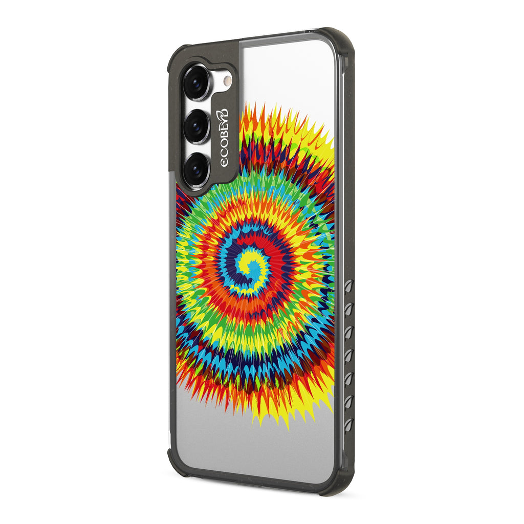 Tie Dye - Right-side View Of Black & Clear Eco-Friendly Galaxy S23 Plus Case