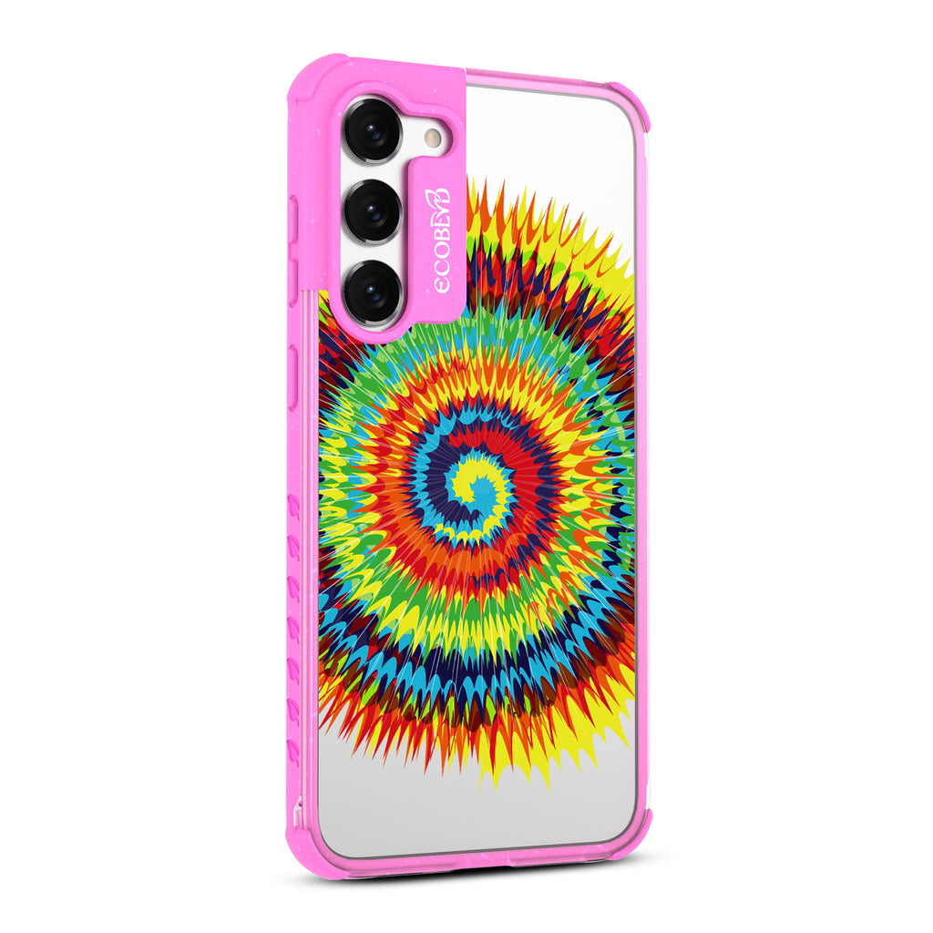 Tie Dye - Left-side View Of Pink & Clear Eco-Friendly Galaxy S23 Plus Case