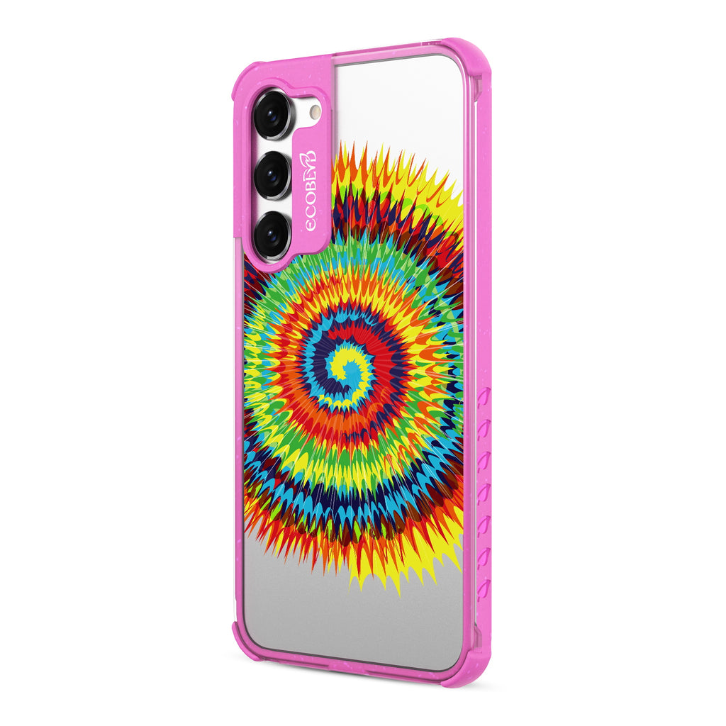 Tie Dye - Right-side View Of Pink & Clear Eco-Friendly Galaxy S23 Case