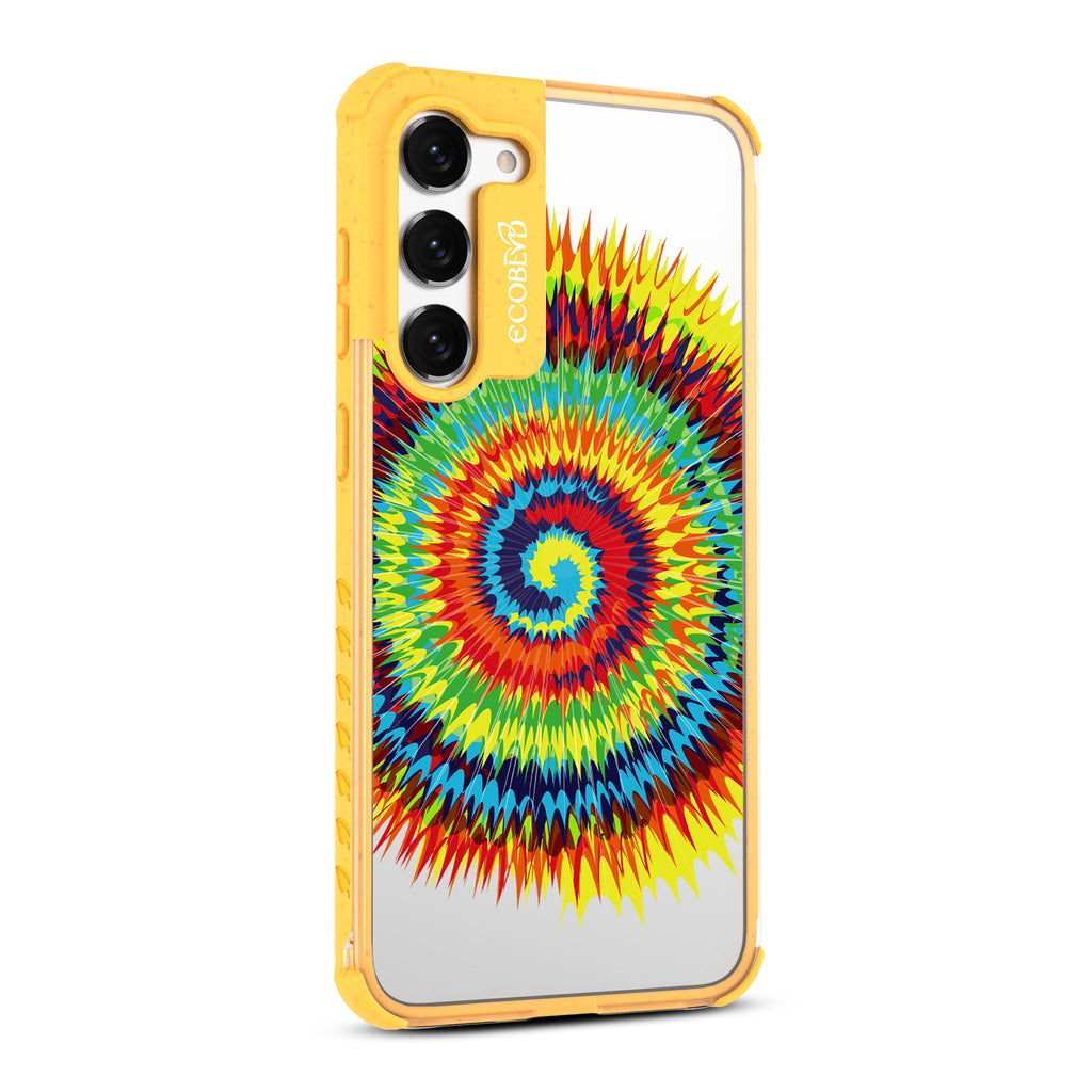 Tie Dye - Left-side View Of Yellow & Clear Eco-Friendly Galaxy S23 Case