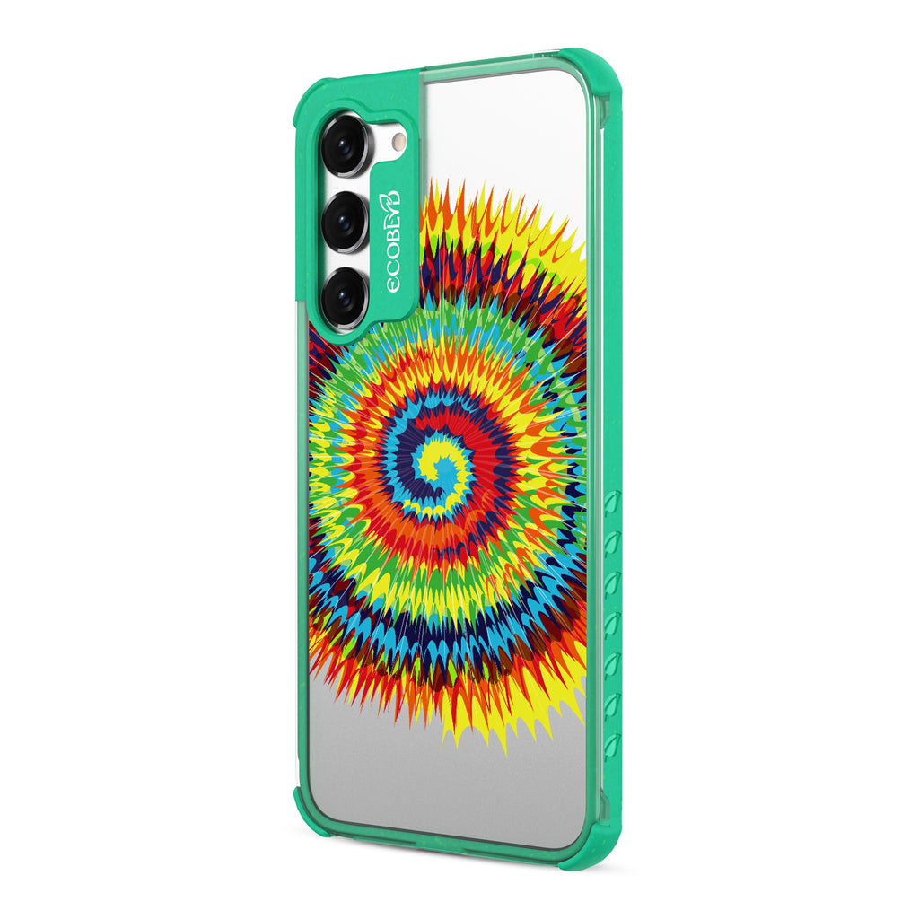 Tie Dye - Right-side View Of Green & Clear Eco-Friendly Galaxy S23 Case