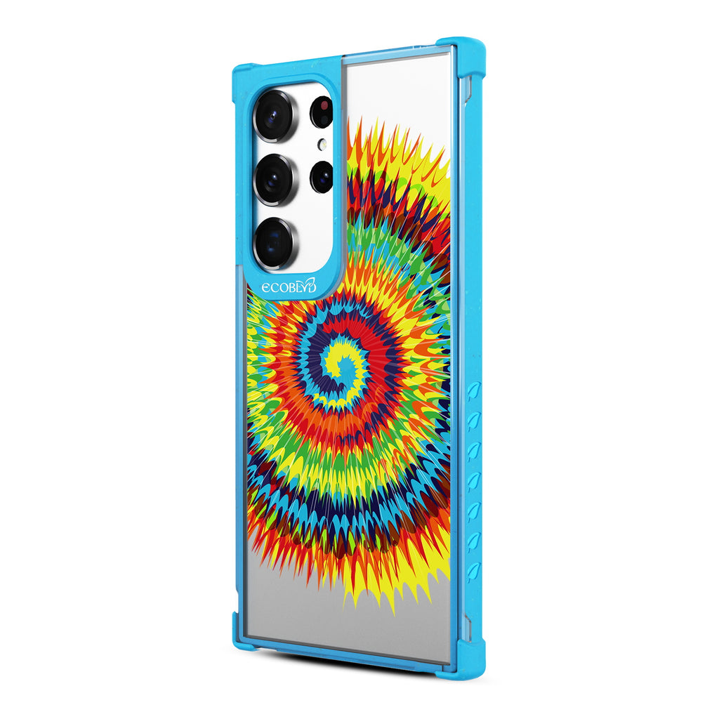 Tie Dye - Right-side View Of Blue & Clear Eco-Friendly Galaxy S23 Ultra Case