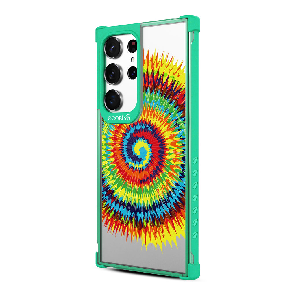 Tie Dye - Right-side View Of Green & Clear Eco-Friendly Galaxy S23 Ultra Case