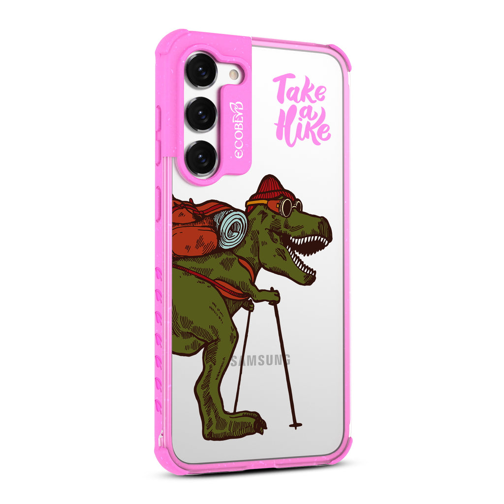 Take A Hike - Left-side View Of Pink & Clear Eco-Friendly Galaxy S23 Case