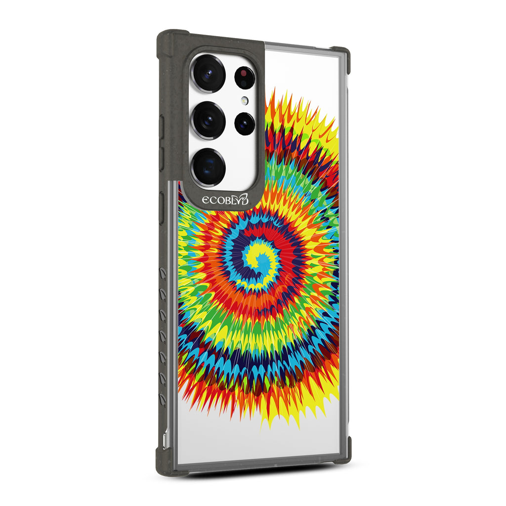 Tie Dye - Left-side View Of Black & Clear Eco-Friendly Galaxy S23 Ultra Case
