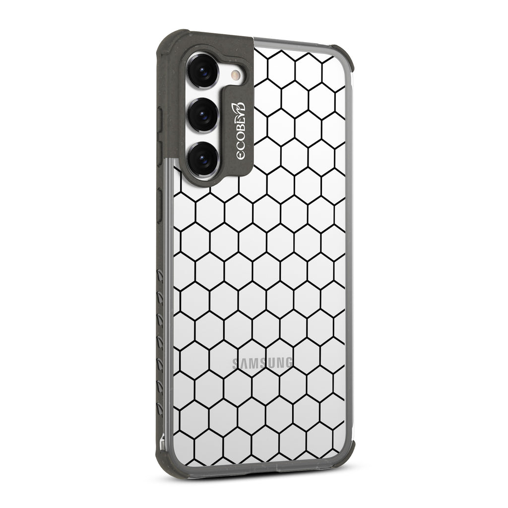 Honeycomb - Left-side View Of Black & Clear Eco-Friendly Galaxy S23 Plus Case