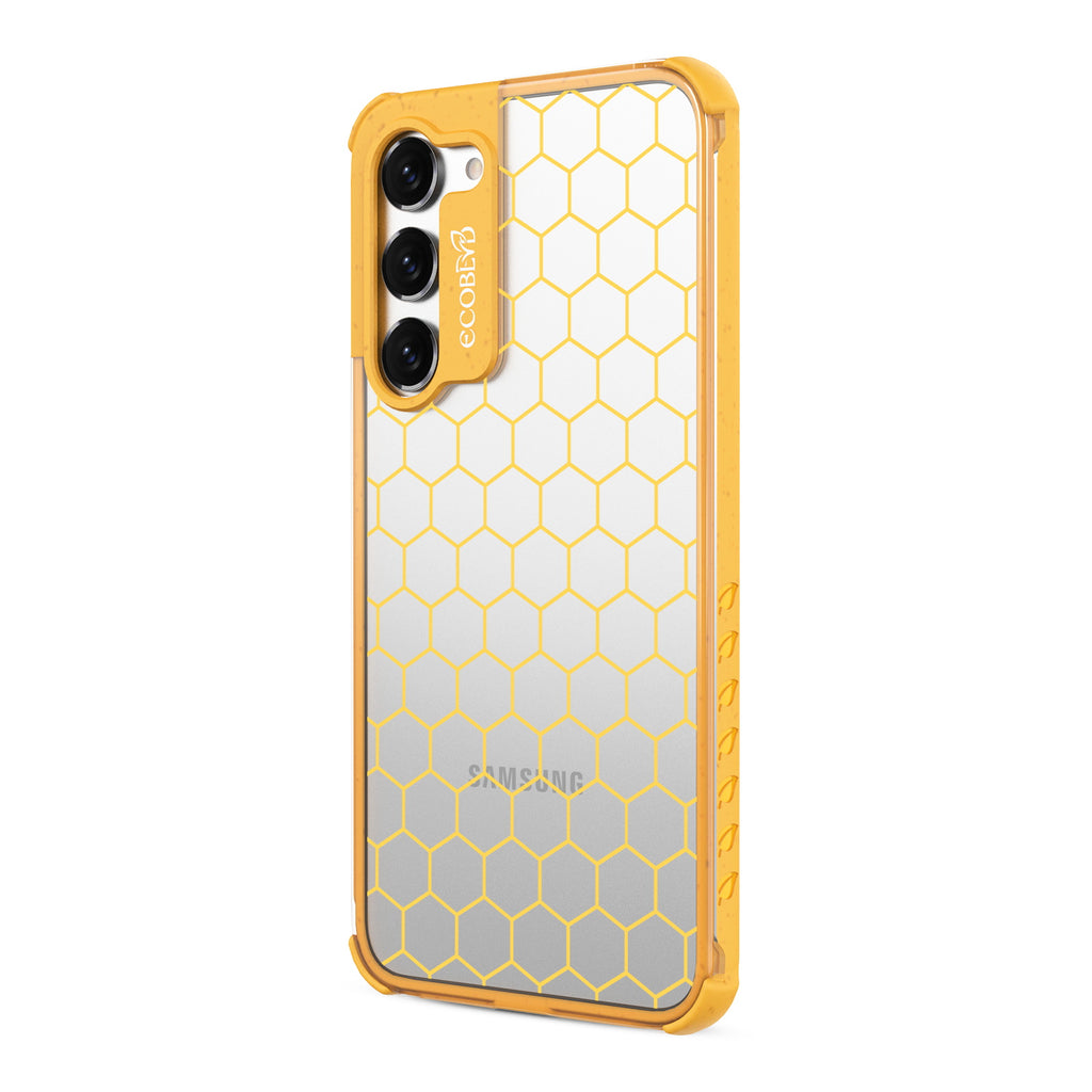 Honeycomb - Right-side View Of Yellow & Clear Eco-Friendly Galaxy S23 Plus Case