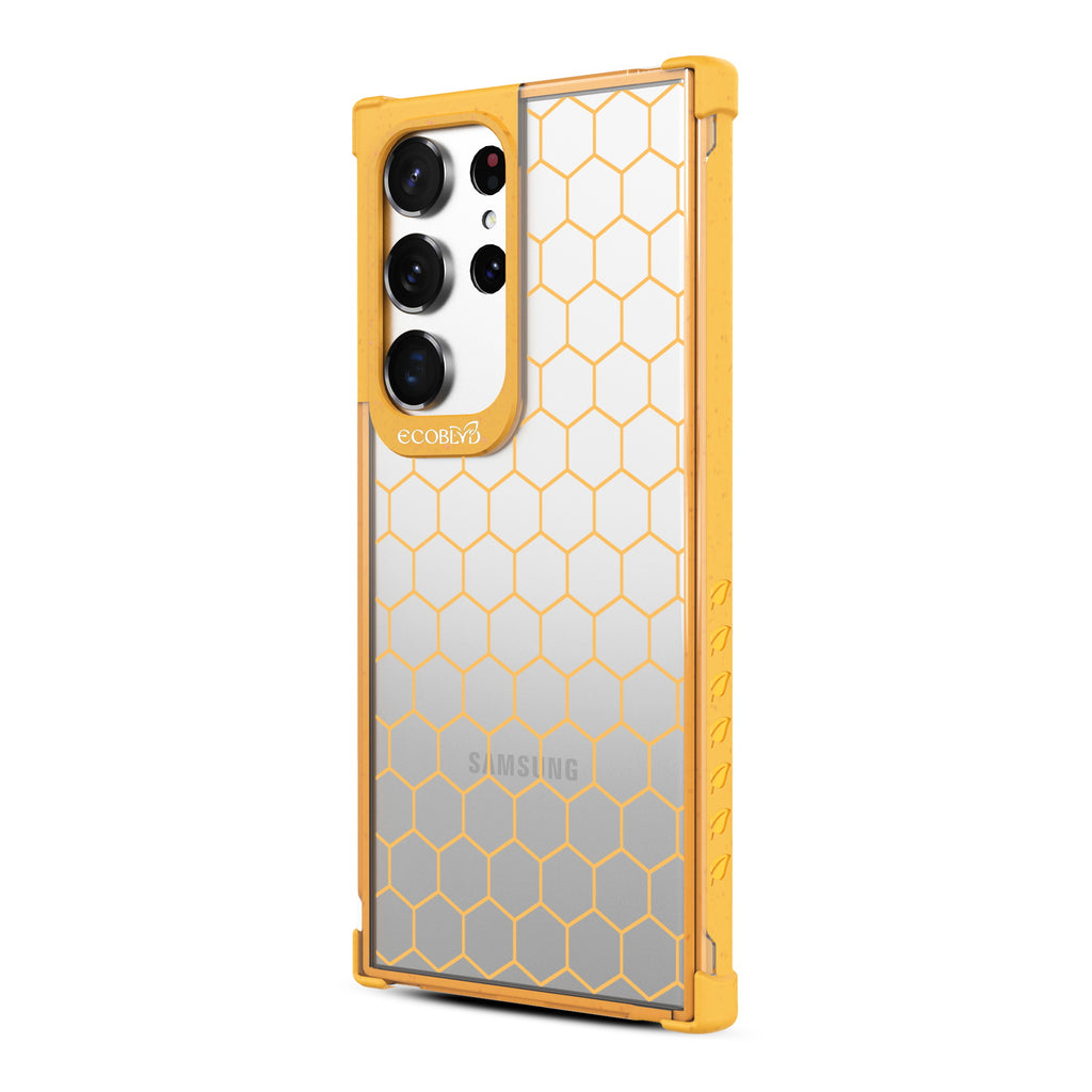 Honeycomb - Right-side View Of Yellow & Clear Eco-Friendly Galaxy S23 Ultra Case