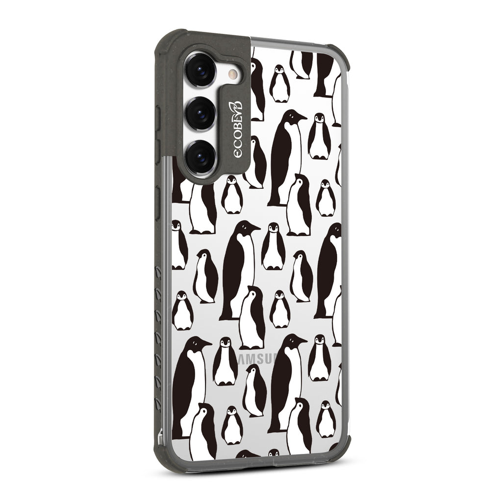 Penguins - Left-side View Of Black & Clear Eco-Friendly Galaxy S23 Case