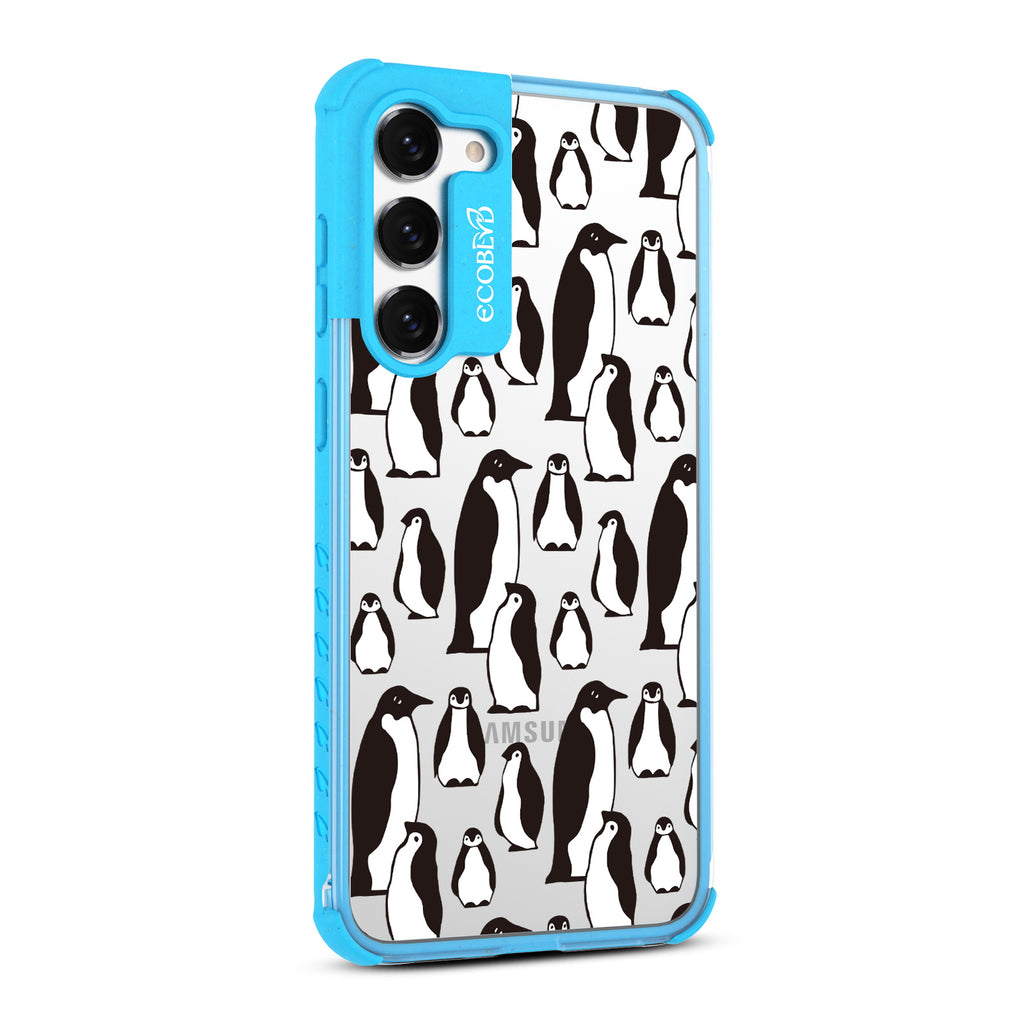 Penguins - Left-side View Of Blue & Clear Eco-Friendly Galaxy S23 Case