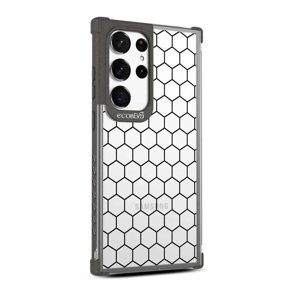 Honeycomb - Left-side View Of Black & Clear Eco-Friendly Galaxy S23 Ultra Case