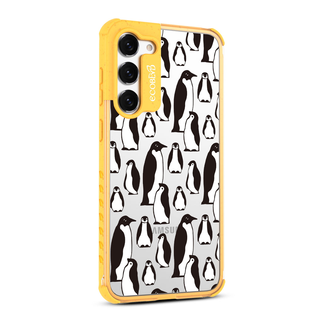 Penguins - Left-side View Of Yellow & Clear Eco-Friendly Galaxy S23 Case