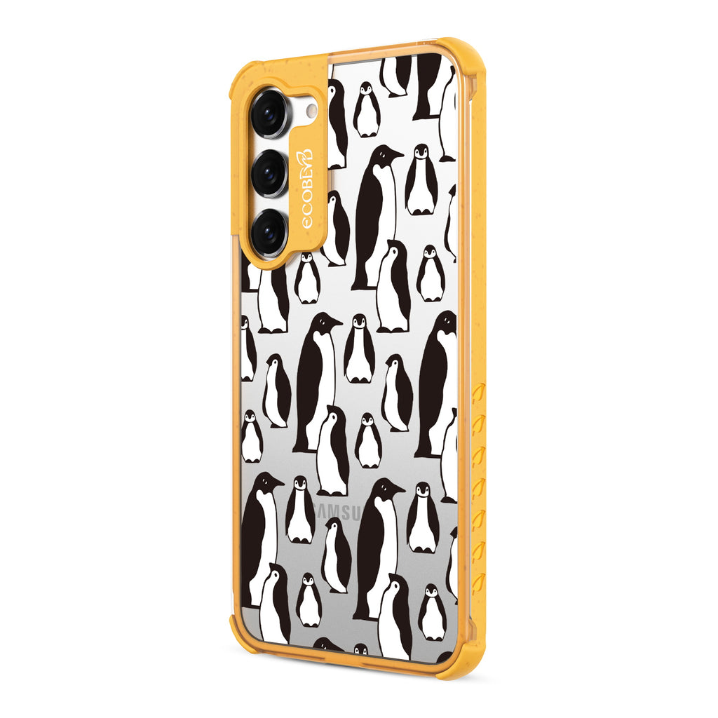 Penguins - Right-side View Of Yellow & Clear Eco-Friendly Galaxy S23 Case