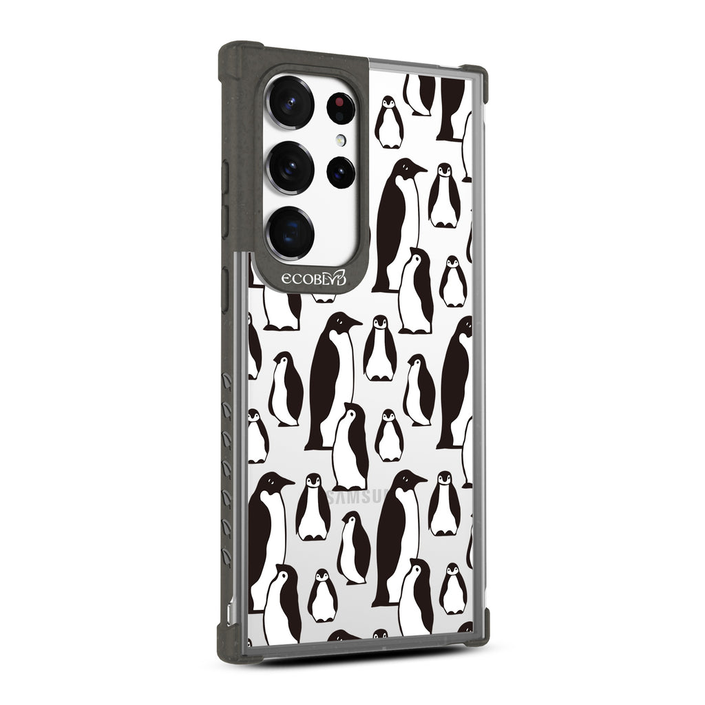 Penguins - Left-side View Of Black & Clear Eco-Friendly Galaxy S23 Ultra Case