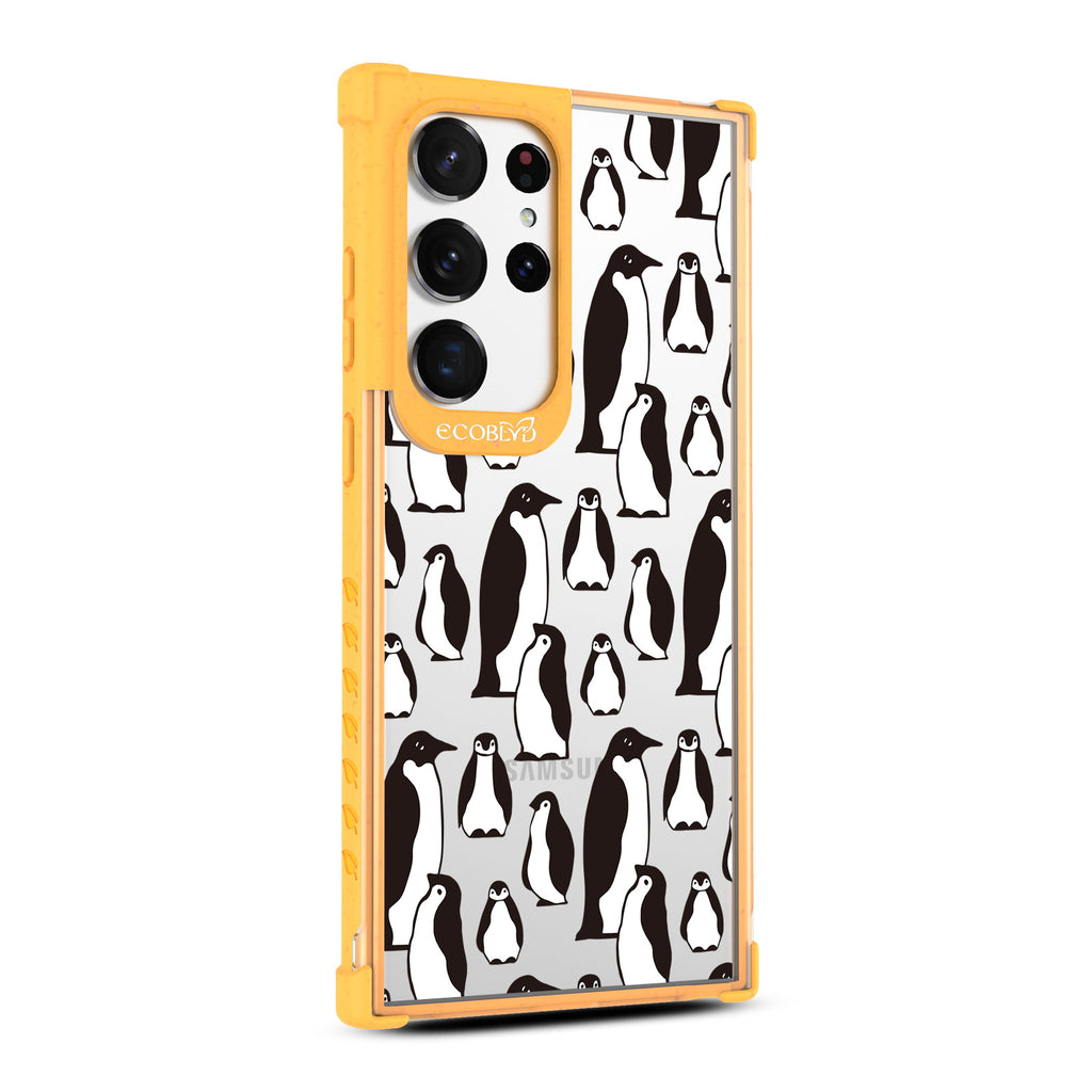 Penguins - Left-side View Of Yellow & Clear Eco-Friendly Galaxy S23 Ultra Case