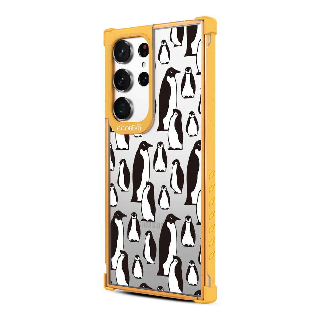 Penguins - Right-side View Of Yellow & Clear Eco-Friendly Galaxy S23 Ultra Case