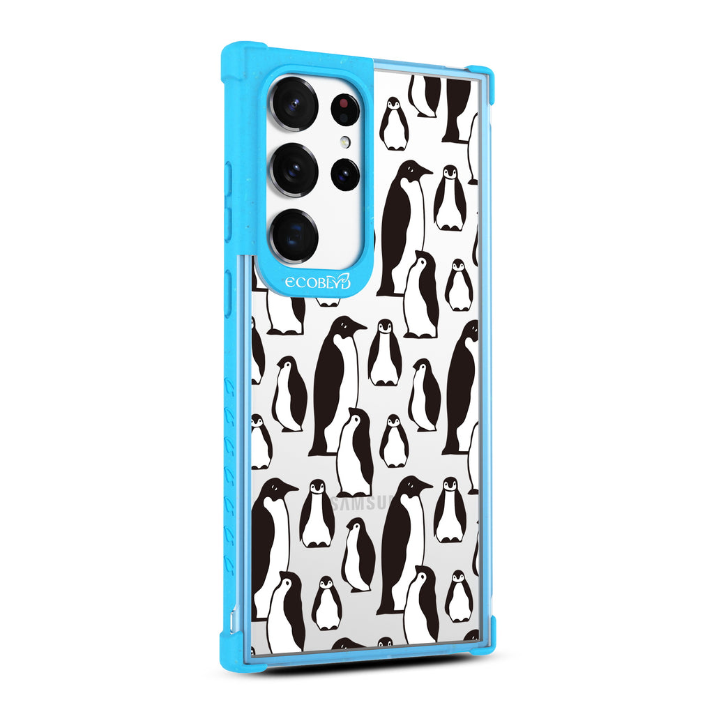 Penguins - Left-side View Of Blue & Clear Eco-Friendly Galaxy S23 Ultra Case