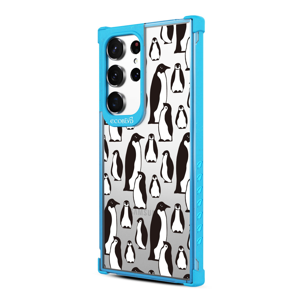 Penguins - Right-side View Of Blue & Clear Eco-Friendly Galaxy S23 Ultra Case