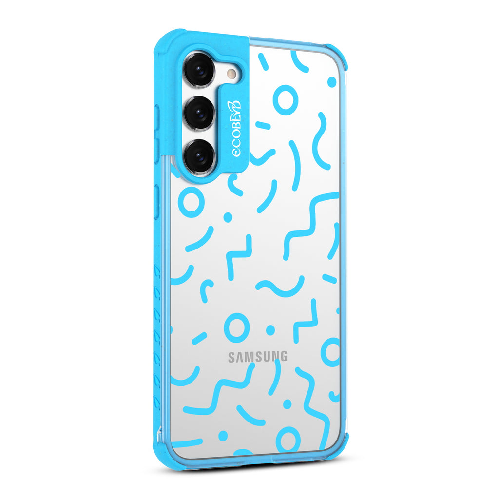 90's Kids - Left-side View Of Blue & Clear Eco-Friendly Galaxy S23 Case 