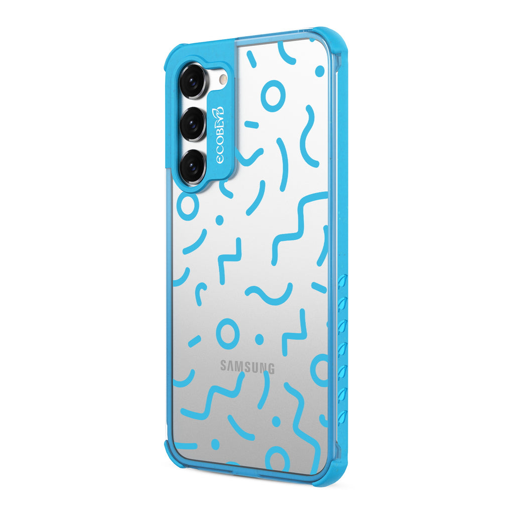 90's Kids - Right-side View Of Blue & Clear Eco-Friendly Galaxy S23 Case 