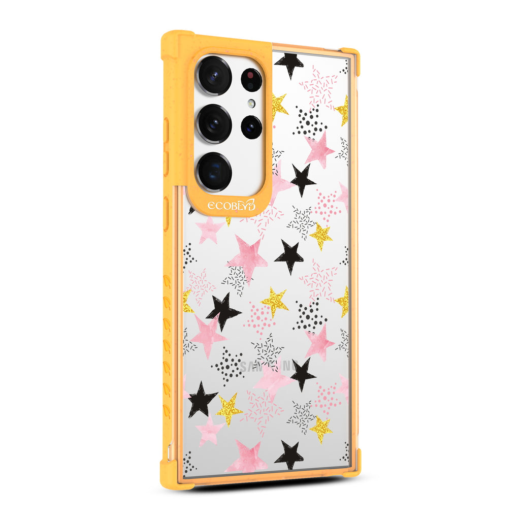 Champagne Supernova - Left-side View Of Yellow & Clear Eco-Friendly Galaxy S23 Ultra Case