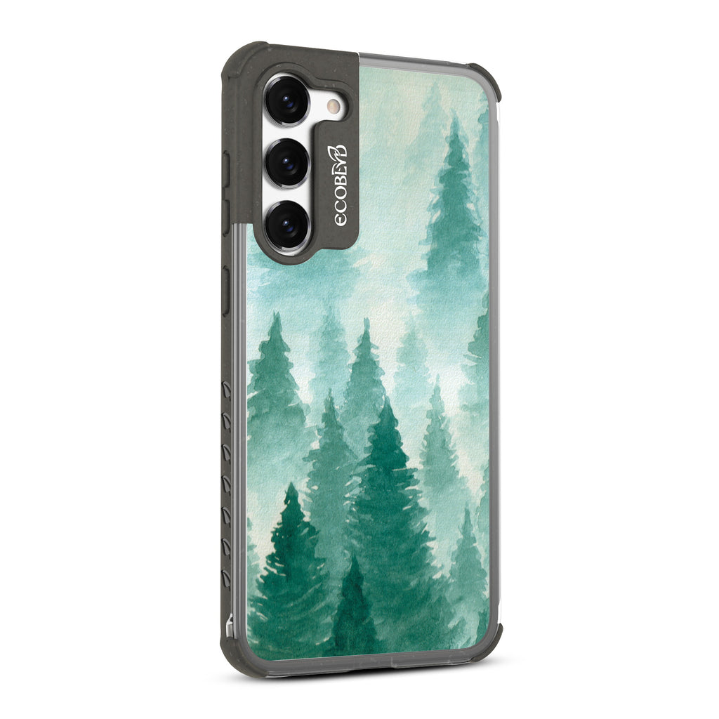Winter Pine - Left-side View Of Black & Clear Eco-Friendly Galaxy S23 Plus Case
